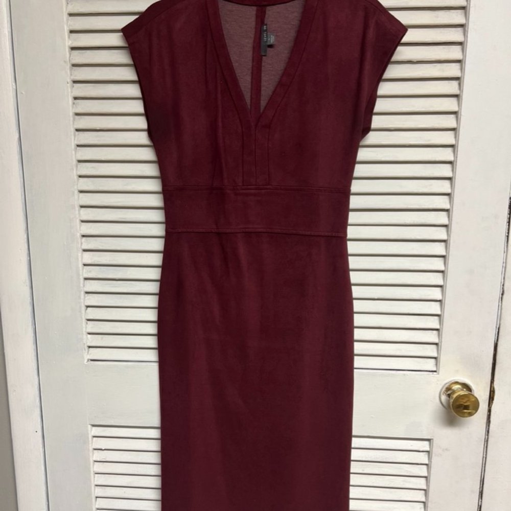 Level 99 maroon faux suede dress knee length size small